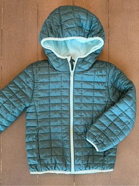 Cat & Jack Youth Girls’ Blue/Green Hooded Winter Coat/Puffer Jacket • Size (S)
